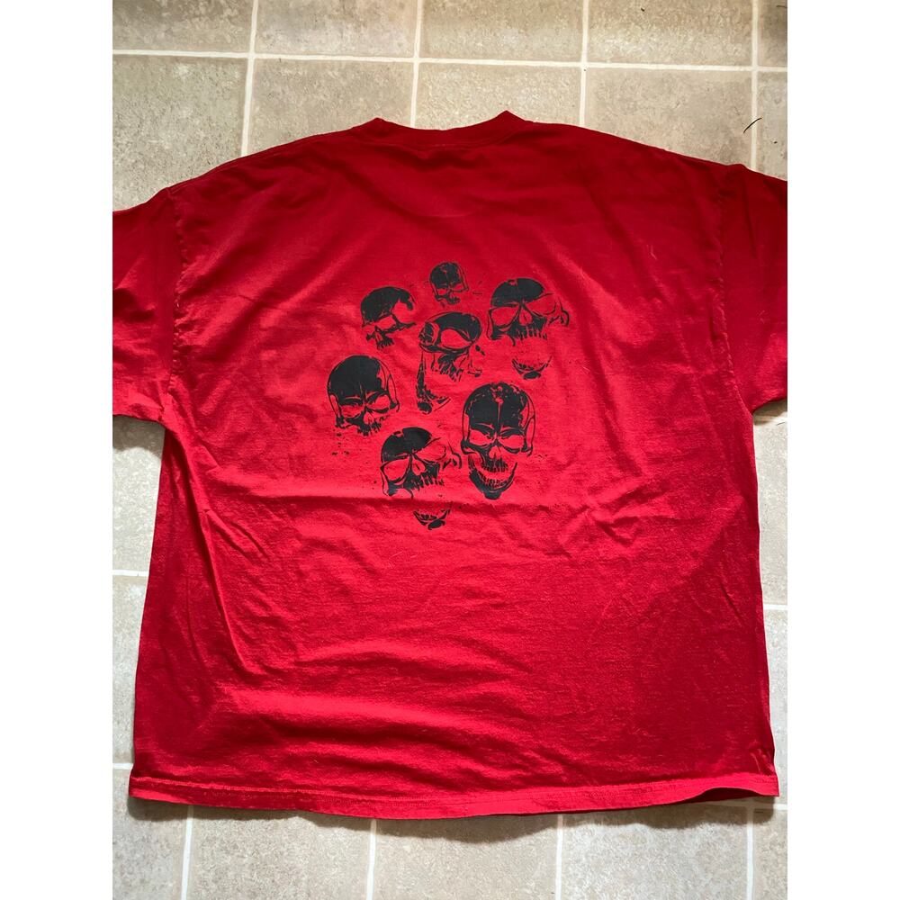 Skulls Red 2-Sides Vintage Hanes Pocket T-Shirt Size 2XL